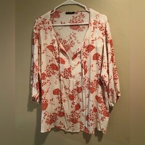 Orange and cream blouse. Size 2X.